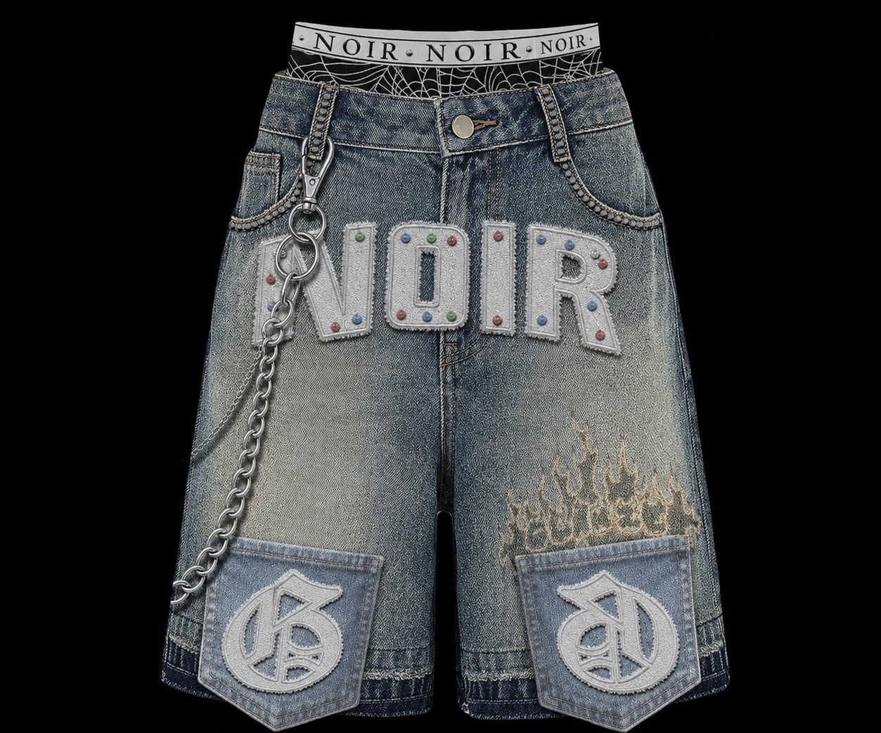 Washed Denim Utility Short